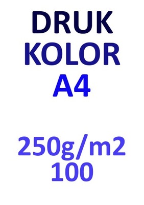 DRUK wydruk A4 250g kolor 100 szt