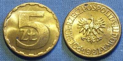 5 zł złotych 1981 stan około menniczy (-)