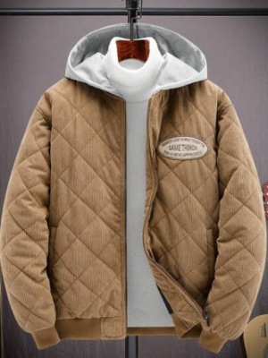 SHEIN KURTKA MĘSKA BRĄZOWA NA ZAMEK CASUAL S ŁMI