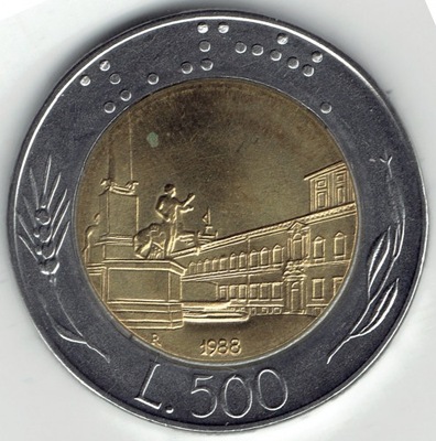 Włochy 500 lire lirów 1988 Italia