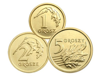Zestaw monet 1, 2, 5 gr 2014 r. RM UNC 3 sztuki