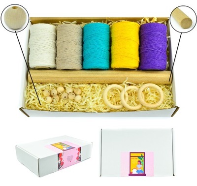 Sznurki bawełniane 2mm kolorowy zestaw prezentowy