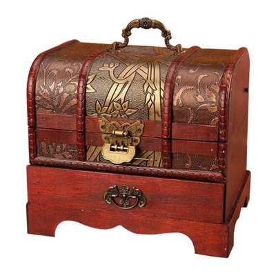 Drewniane pudełko na biżuterię w stylu chińskim z