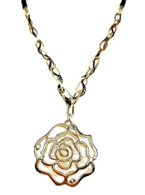 N595-1 Naszyjnik róża z kryształkami kolor złoty