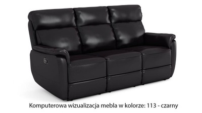 Skórzana sofa 3 osobowa z funkcją relaks Georgia czarna