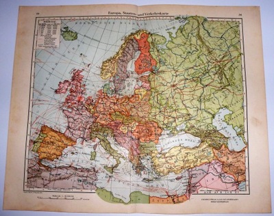 EUROPA MAPA POLITYCZNA 1934 Minerva Atlas