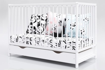 Białe łóżeczko niemowlęce DOMINIK 120x60 szuflada