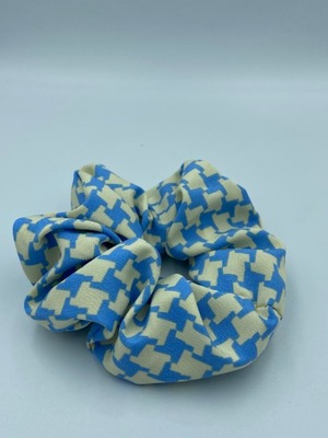 Gumka do włosów SCRUNCHIE frotka pepitka niebieska