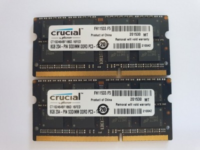PAMIĘĆ RAM DDR3 16GB 2x8GB SODIMM PC3L 14900S 1866MHz