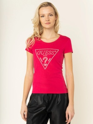 GUESS T-SHIRT W01I90 J1300 RÓŻÓWY SLIM FIT M AAA