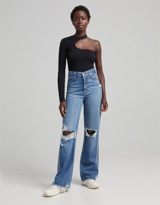 BERSHKA_SPODNIE JEANS PASEK BOCZNY 5056847 R.36