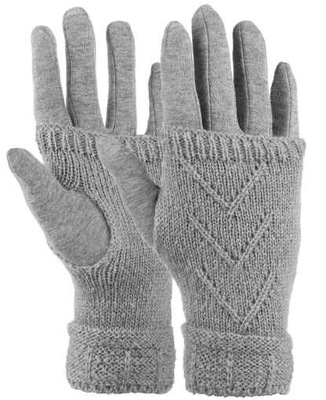 Sweterkowe rękawiczki damskie r.UNI MORAJ RRD1300-018 szare
