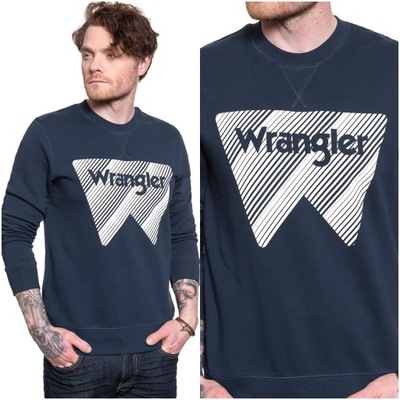 WRANGLER CREW MĘSKA BLUZA BASIC LOGO NADRUK M