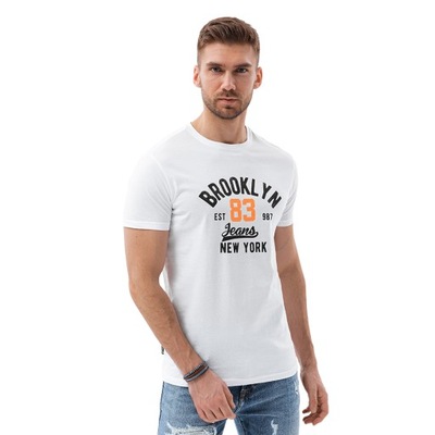 Koszulka T-shirt męski bawełna biały V3 S1736 XL