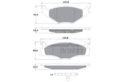 TOMEX BRAKES КОЛОДКИ ГАЛЬМІВНІ VW ASYMETRY.CIENKIE