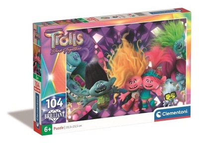 PUZZLE 104 BRILLIANT TROLLS 3, CLEMENTONI