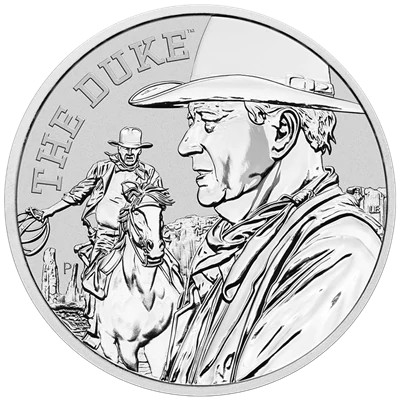 Srebrna moneta John Wayne: The Duke, Tuvalu 2020, 1 uncja