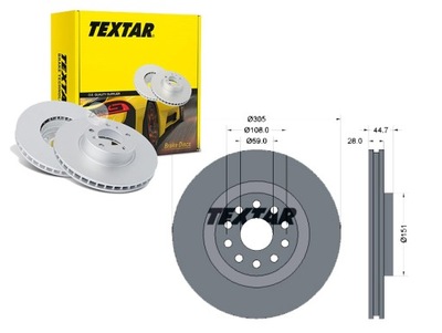 TEXTAR ДИСКИ ТОРМОЗНЫЕ ТОРМОЗНЫЕ 2 ШТУКИ LANCIA THESIS 3.0 V6