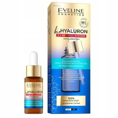 Eveline Bio Hyaluron 3X RETINOL Hydratuje plniace sérum proti vráskam