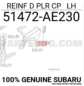 PIEZA DE RECAMBIO CARROCERÍA SUBARU 51472-AE230  