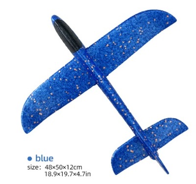 Samolot z pianki latający szybowiec do rzucania 48 cm, niebieski