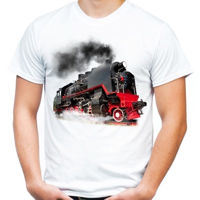 Koszulka z pociągiem lokomotywą parowozem loco M