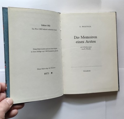 R. Werther Die Memoiren eines Arztes privatdruck numerowany numer 973