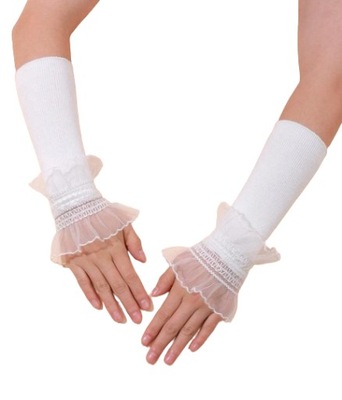 Mankiety rękawiczki długie białe