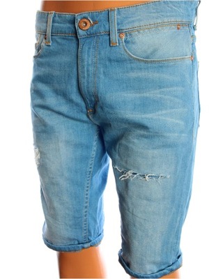 RIVER ISLAND Spodenki męskie jeans jeansowe jasne stylowe r. W32