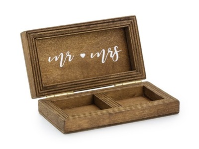 Drewniane pudełko, pudełeczko na obrączki, retro, rustykalne 1 szt. MR, MRS