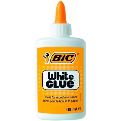 Klej w płynie Bic White Glue biały z aplikatorem do papieru drewna 118 ml