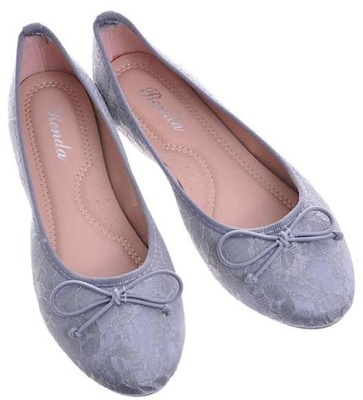 BALERINKI DAMSKIE BALERINY BUTY Szare 10504 37