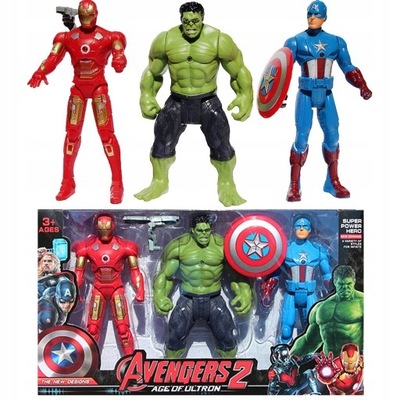 AVENGERS Zestaw 3 Figurek Hulk Iron Man Kapitan