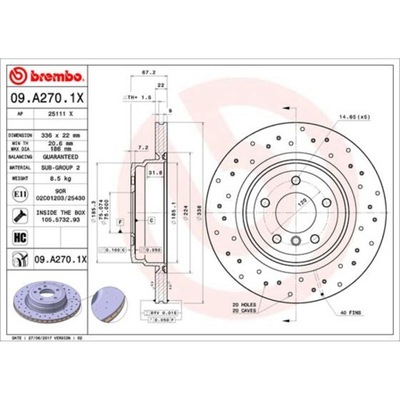 ДИСК ТОРМОЗНОЙ BREMBO 09.A270.1X