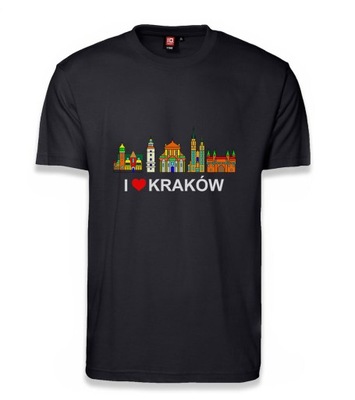 Czarny T-Shirt KRAKÓW koszulka krótki rękaw M