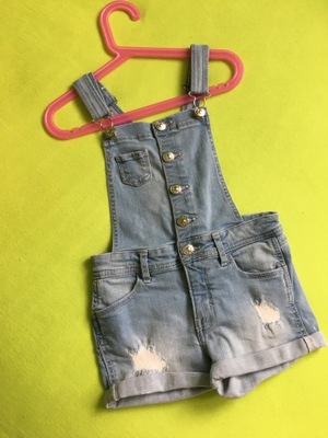 H&m spodenki ogrodniczki jeans 122 j. Nowe