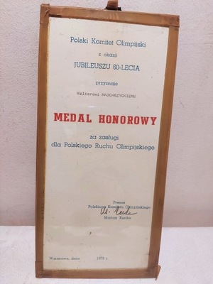 MEDAL HONOROWY Polskiego KOMITETU OLIMPIJSKIEGO