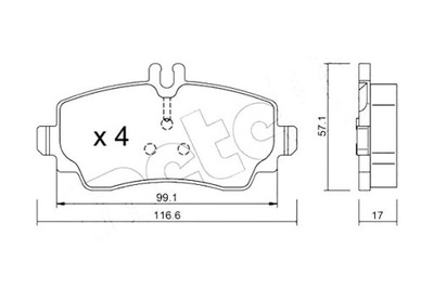 METELLI КОЛОДКИ ГАЛЬМІВНІ MERCEDES A 140 (168.031.