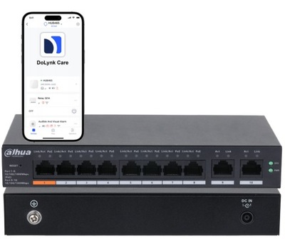 SWITCH ZARZĄDZALNY POE 8xPoE +2x Uplink 10/100/1000Mbps Dahua CS4010-8GT-60