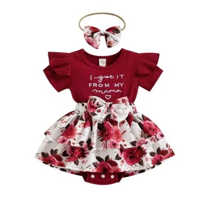 Sukienka dla dziewczynki niemowlęca body kwiaty 68