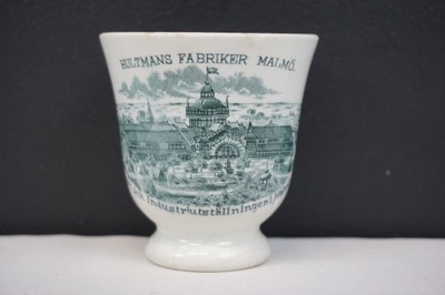 Porcelanowy kubek reklamowy reklama Hultmans Fabriker 1896