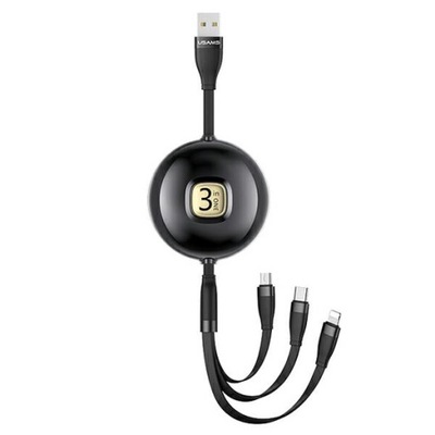 Kabel USAMS U69 3w1 1m czarny Lightning/microUSB/USB-C