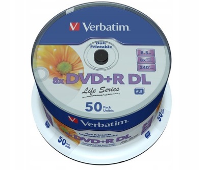 VERBATIM płyty DVD+R DL 8.5GB 8x 50szt DO NADRUKU