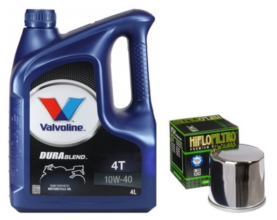 OIL MOTO VALVOLINE 10W40 DURABLEND 4L 4T + FILTER HF204C CHROME  