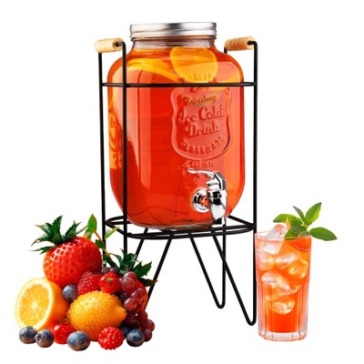 SŁÓJ z KRANIKIEM 4L na WODĘ LEMONIADĘ napoje drinki soki poncz ze stojakiem