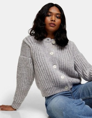 TOPSHOP SWETER SZARY ROZPINANY KLASYCZNY 44 1VAK