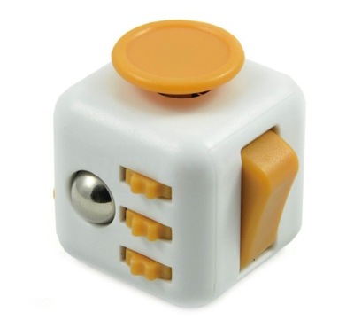 KOSTKA ANTYSTRESOWA FIDGET CUBE ANTYSTRES BIAŁO-ŻÓŁTA