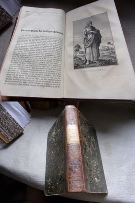 duża piękna BIBLIA NOWY TESTAMENT skóra RYCINY 1836