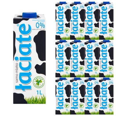 Łaciate Mleko o zawartości tłuszczu 0% 1L 12 sztuk