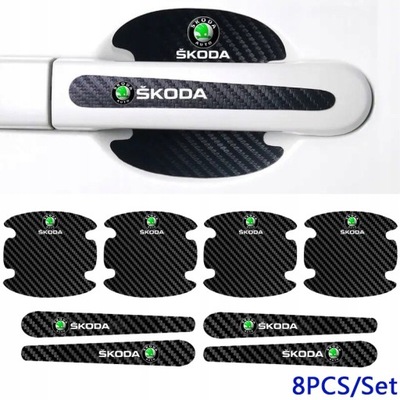 8 PIECES STICKERS ON HANDLE CAR FOR SKODA  
